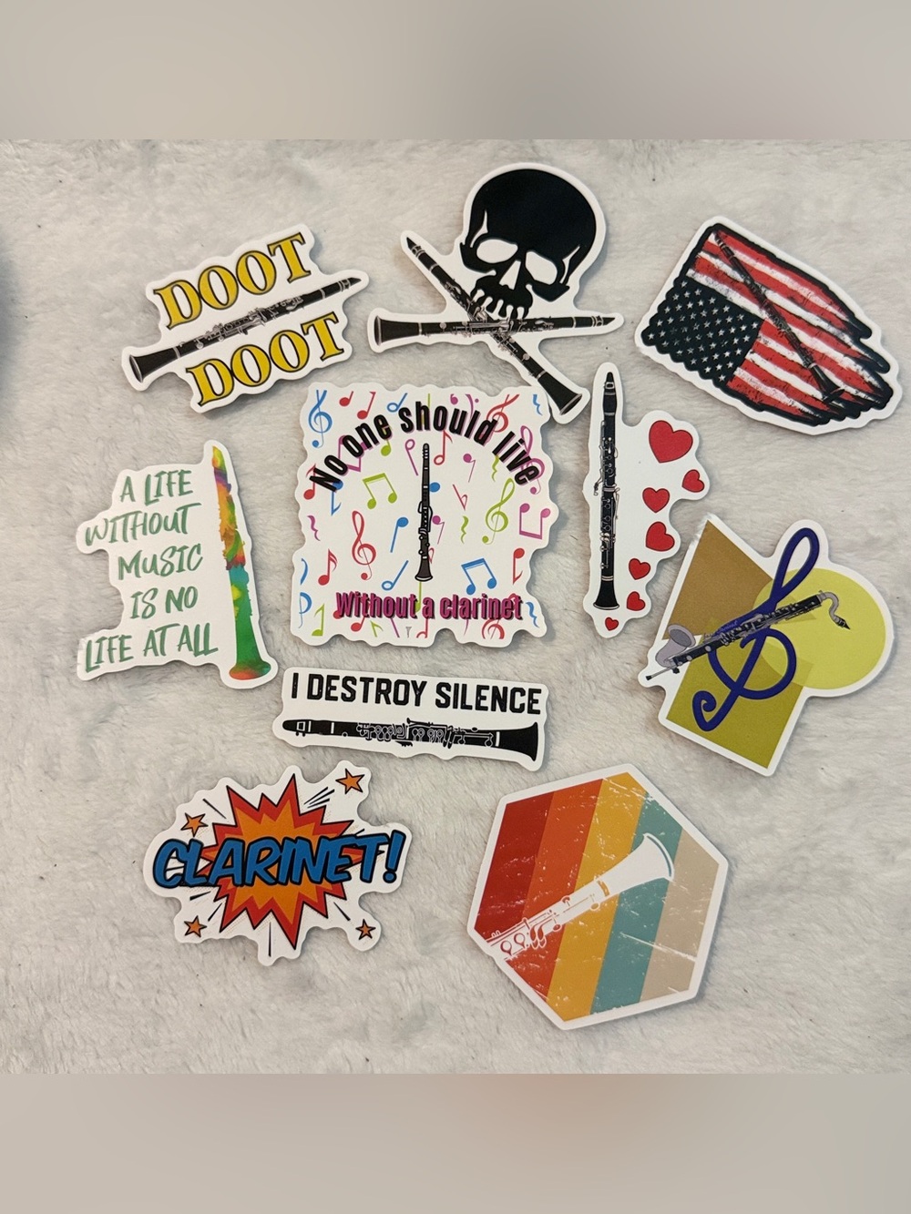 💜 CLARINET PLAYERS ROCK!!! Clarinet Pack of 10 Stickers